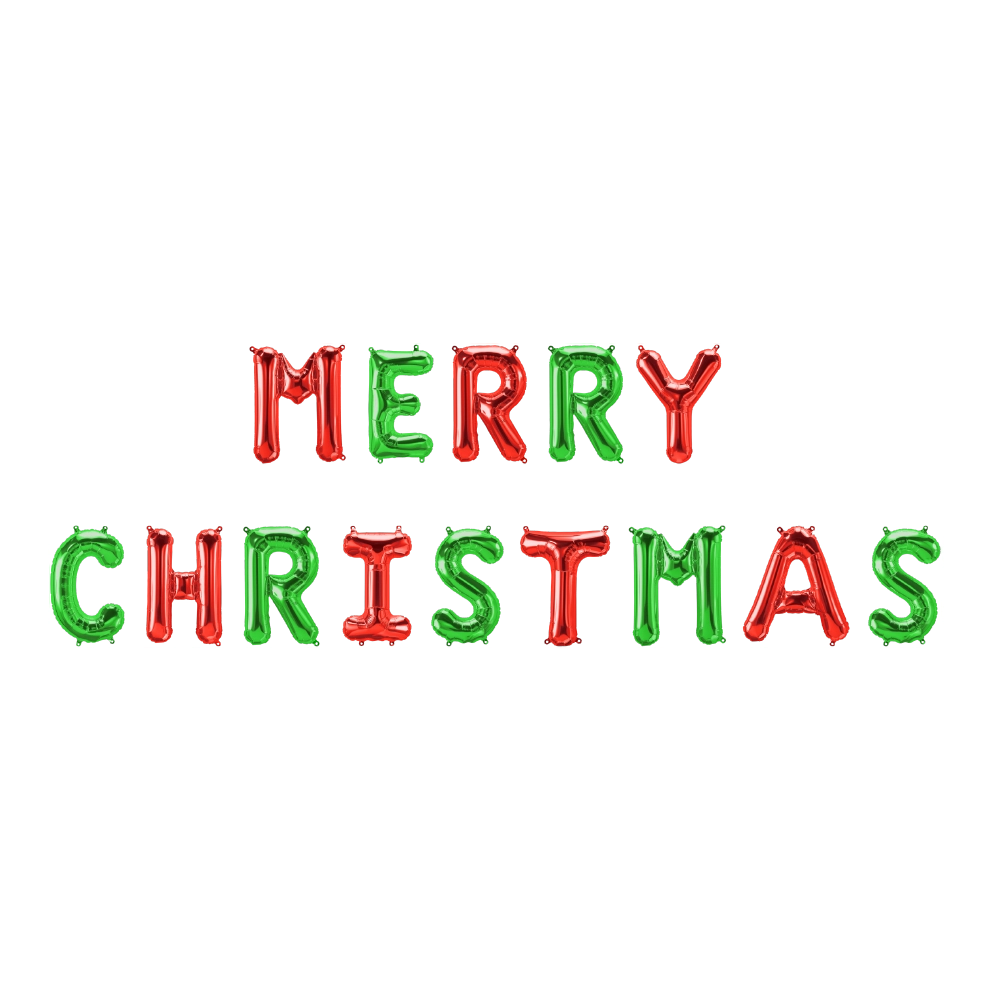Merry Christmas Folieballonnen set rood en groen 40cm