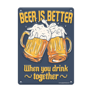 Metalen bord beer is better
