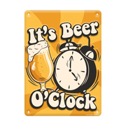 Metalen bord beer o'clock