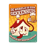 Metalen bord gekkenhuis