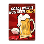 Metalen bord goede wijn
