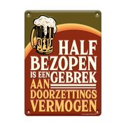 Metalen bord half bezopen