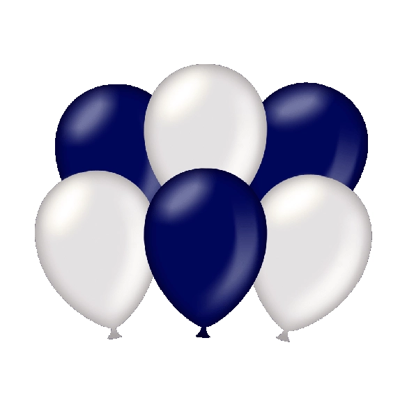 Metallic blauwe en zilveren ballonnen 6 stuks