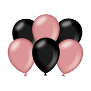 Metallic rose goud en zwarte ballonnen - 6 stuks