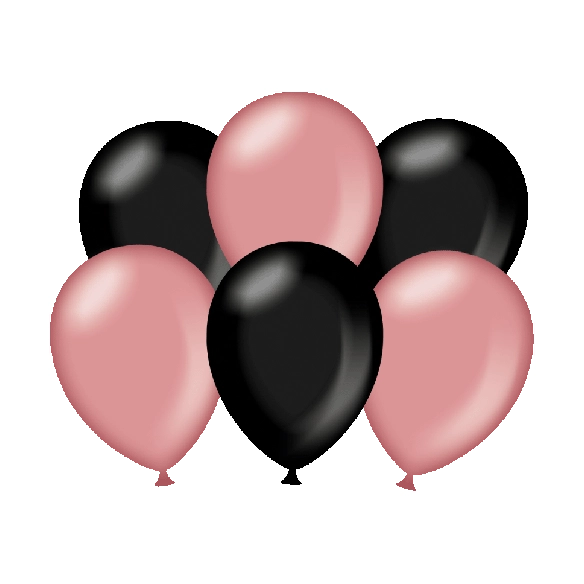 Metallic rose goud en zwarte ballonnen - 6 stuks