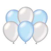 Metallic zilver en blauwe ballonnen, 6 stuks