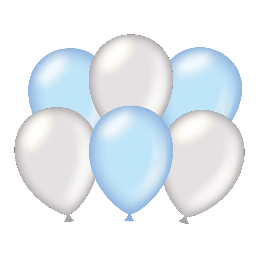 Metallic zilver en blauwe ballonnen, 6 stuks