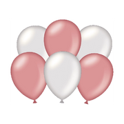 Metallic zilver en rose gouden ballonnen - 6 stuks