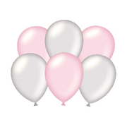 Metallic zilver en roze ballonnen 6 stuks