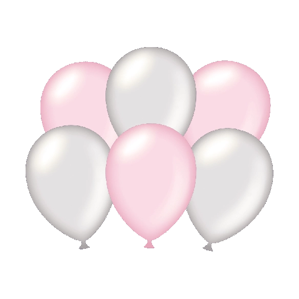 Metallic zilver en roze ballonnen 6 stuks