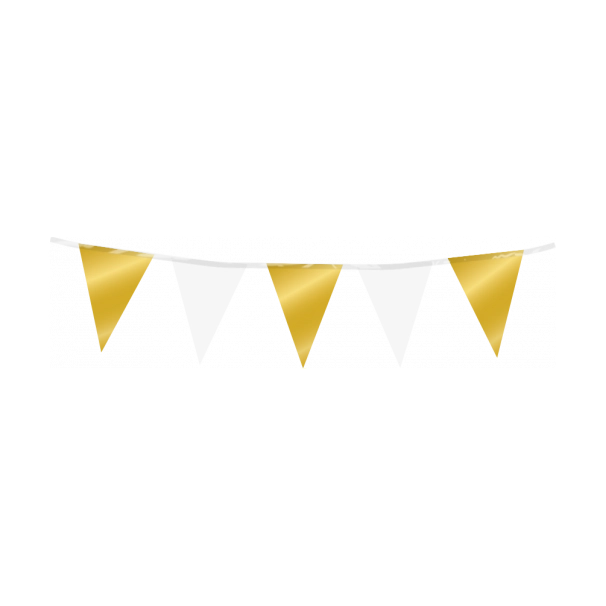 Mini vlaggenlijn folie goud en wit 3m