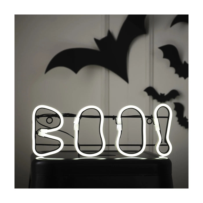 Neon licht decoratie letters BOO!