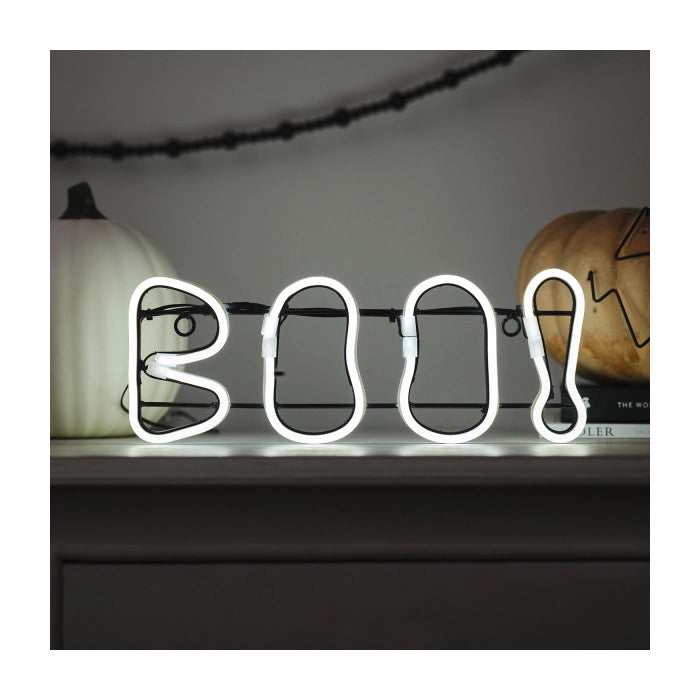 Neon licht decoratie letters BOO!