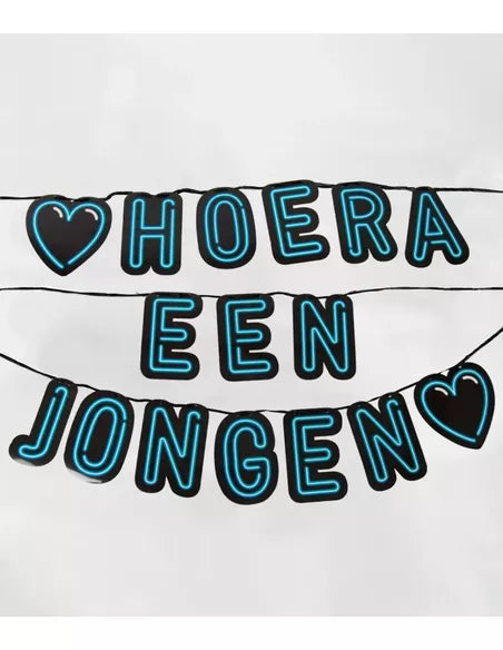 Slinger Hoera een jongen Neon blauw 5 meter