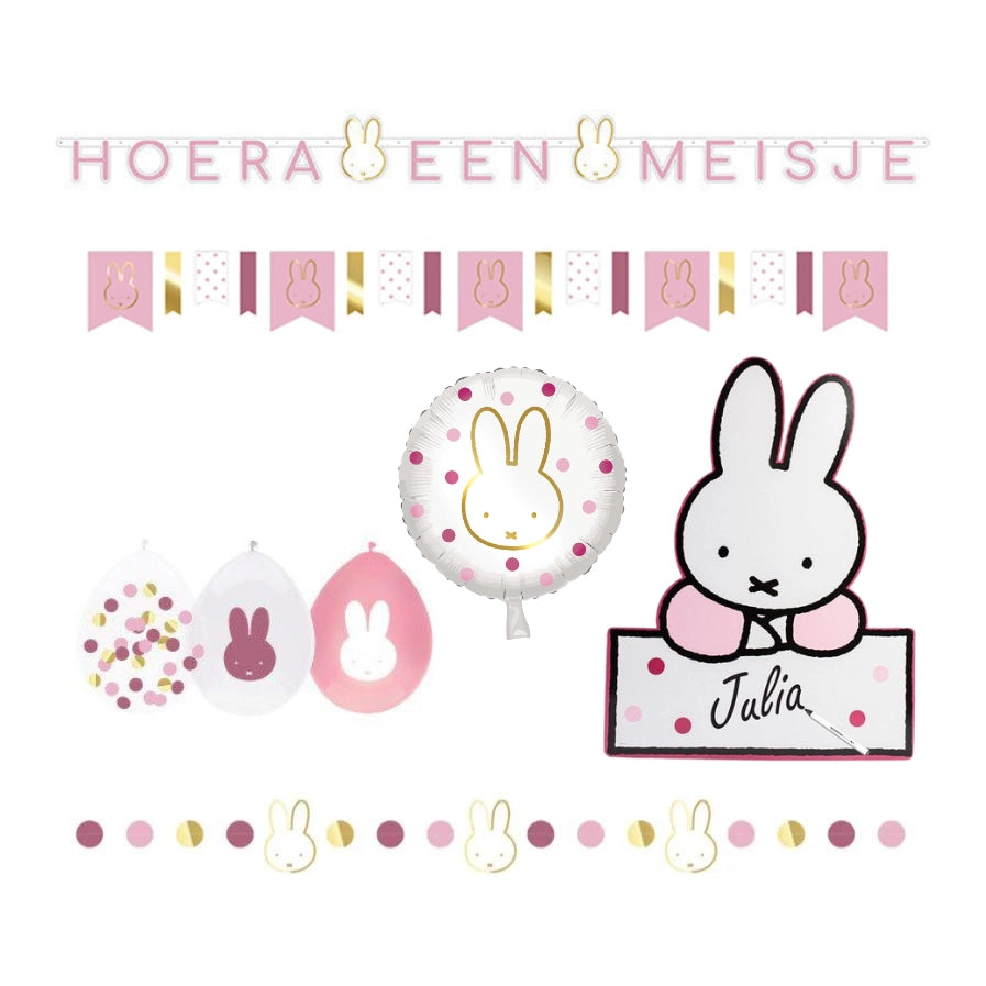 Nijntje geboorte Versierings Pakket - Hoera een Meisje L