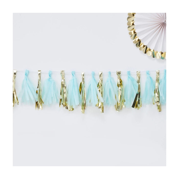 Oh Baby Blauw/ Goud Tasselslinger 200cm