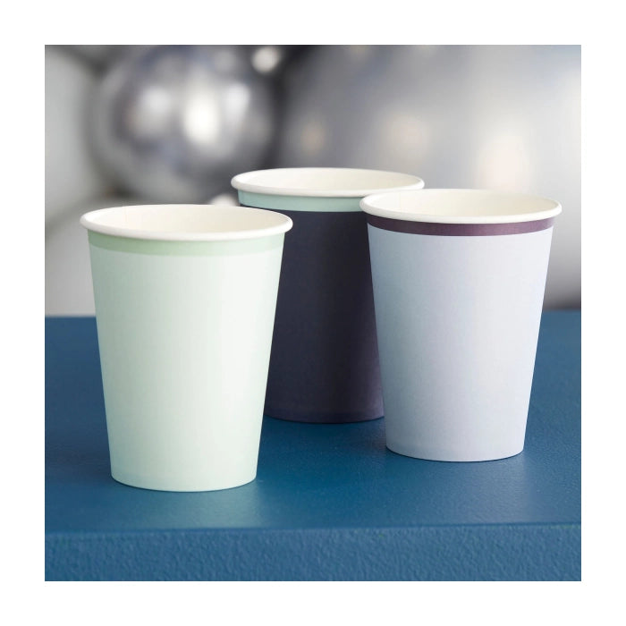 Papieren bekers Eco blauw, navy en mint 8 stuks