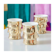 Papieren bekers met gouden franjes 250ml 8 stuks