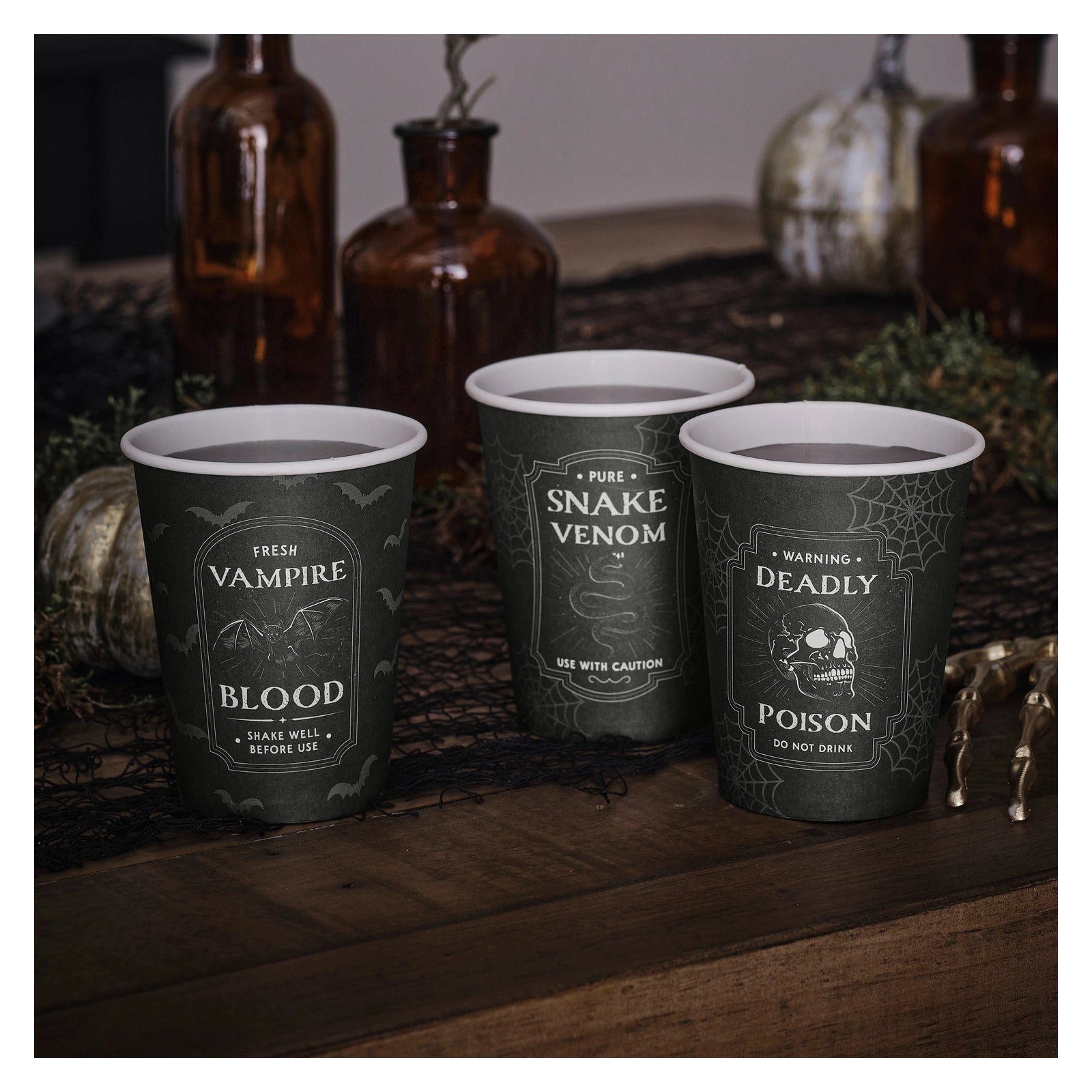 Papieren bekers 'vergif' - Halloween - 8 stuks