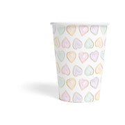 Papieren bekers Watercolor Hearts 8 stuks 210ml