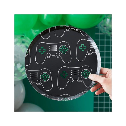 Papieren borden Game On 8 stuks 25cm