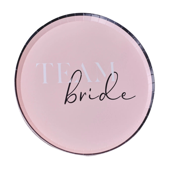 Papieren borden Team Bride roze 25cm 8 stuks
