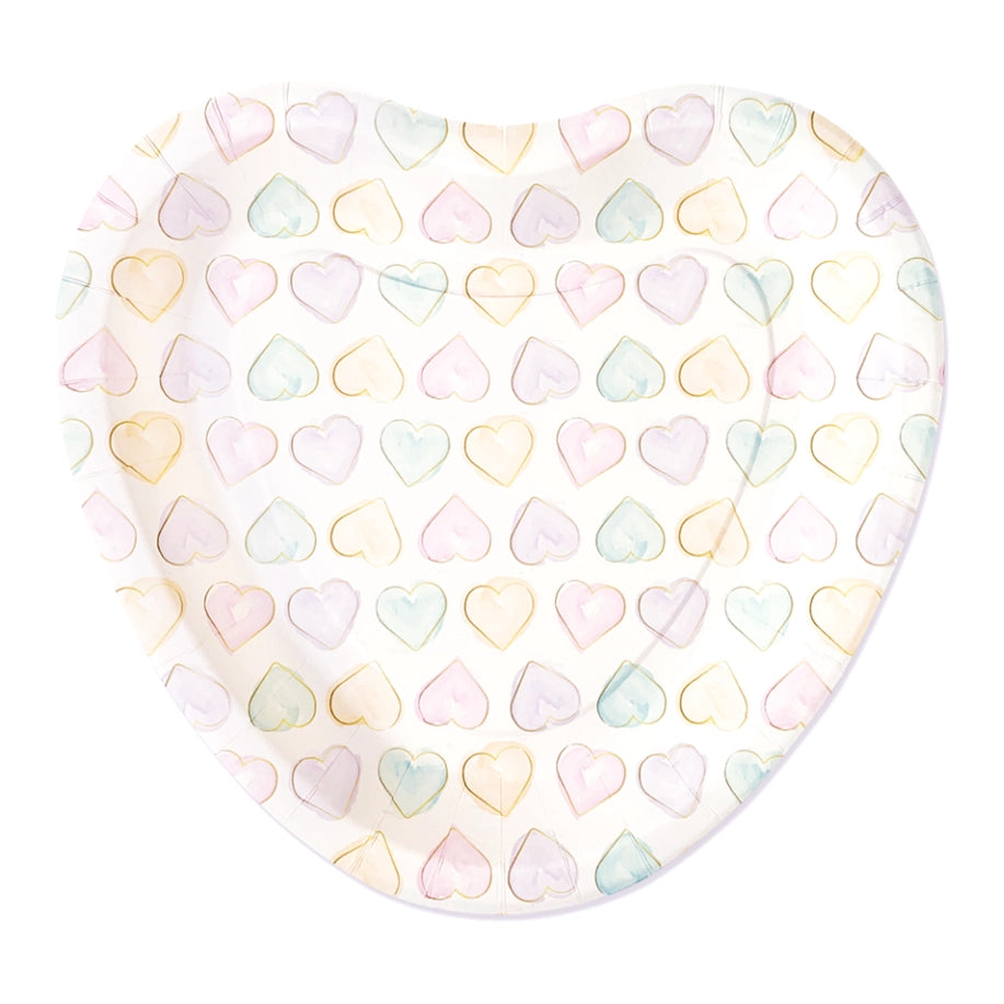 Papieren borden Watercolor Hearts 8 stuks 23cm