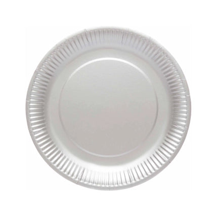 Papieren borden zilver 23cm 8 stuks