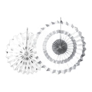 Papieren Decoratie Waaiers Sparkling Silver 2st