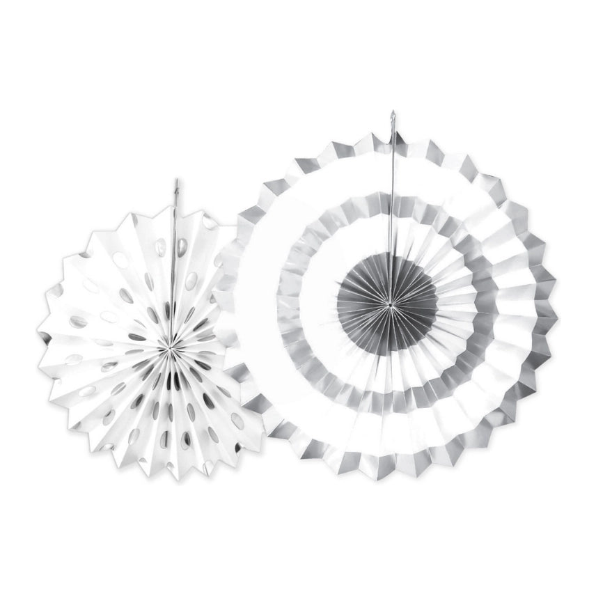 Papieren Decoratie Waaiers Sparkling Silver 2st