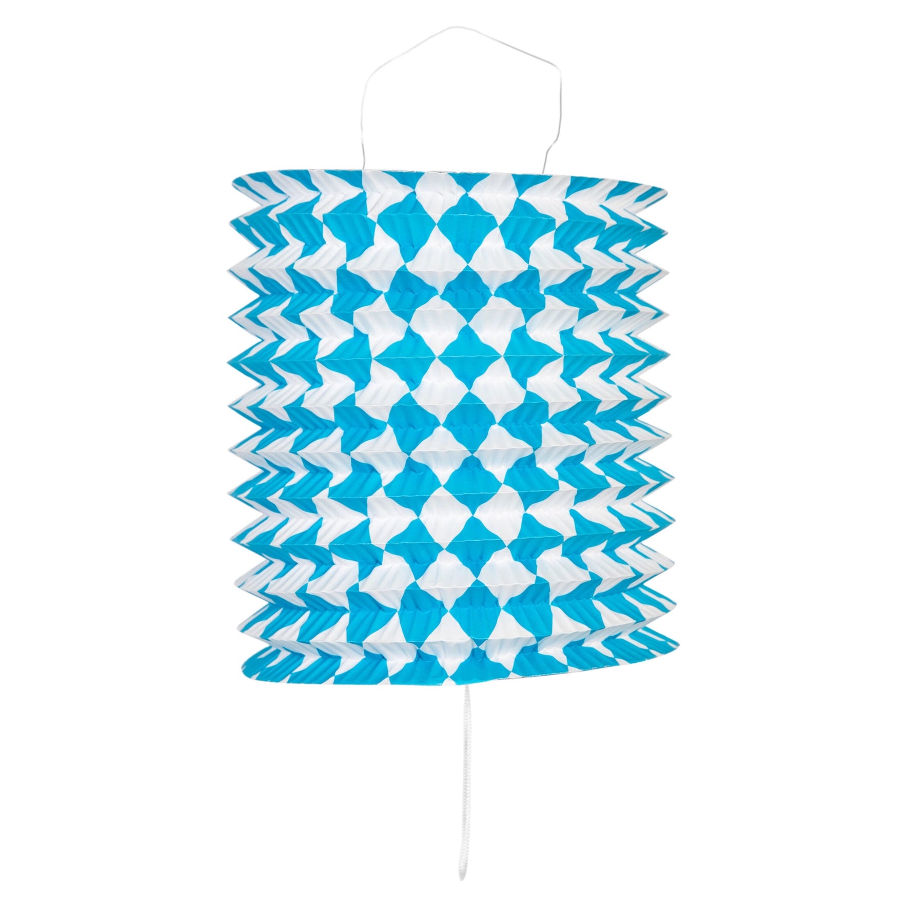 Papieren lampion 16x20cm lichtblauw/wit