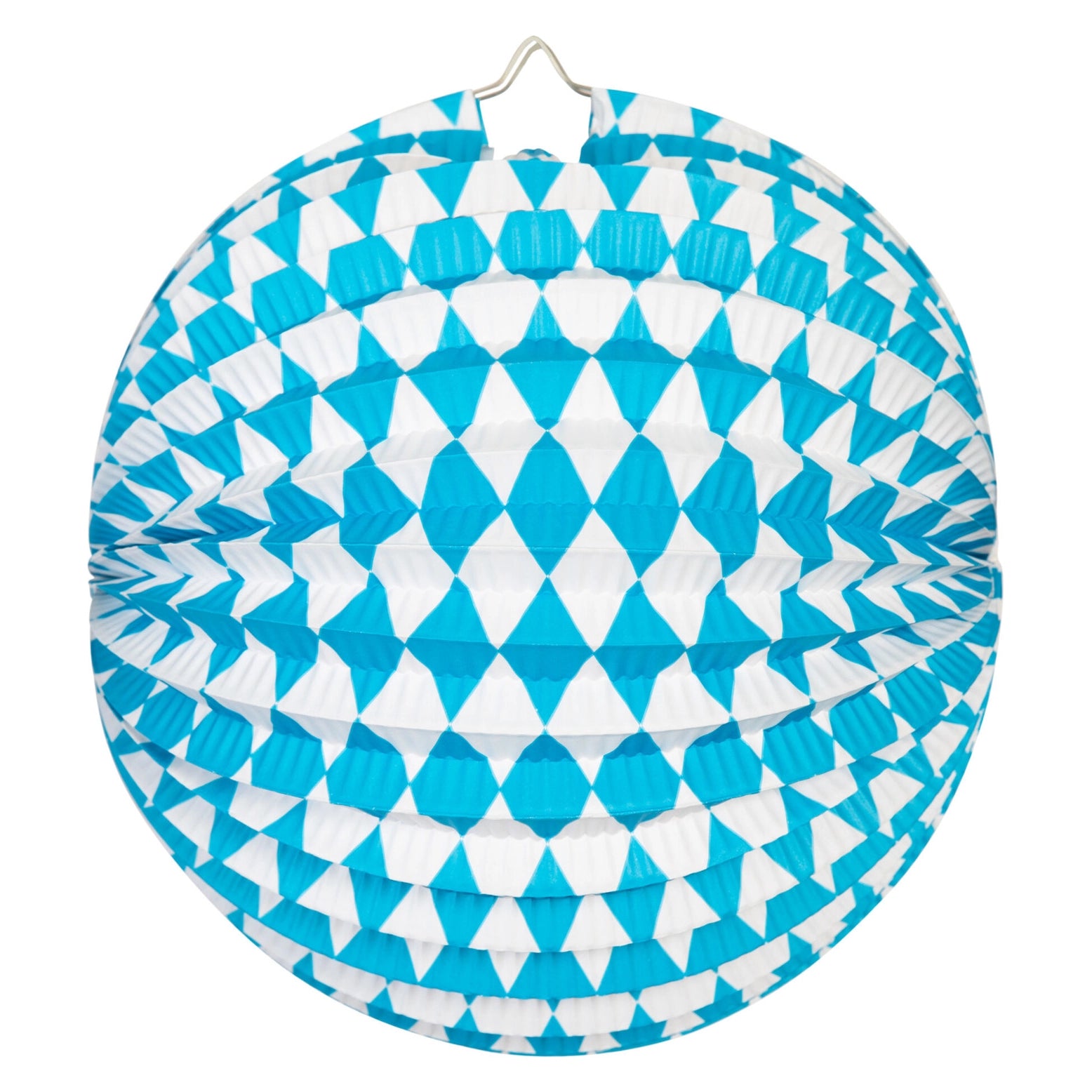 Papieren lampion rond 25cm Lichtblauw/ wit