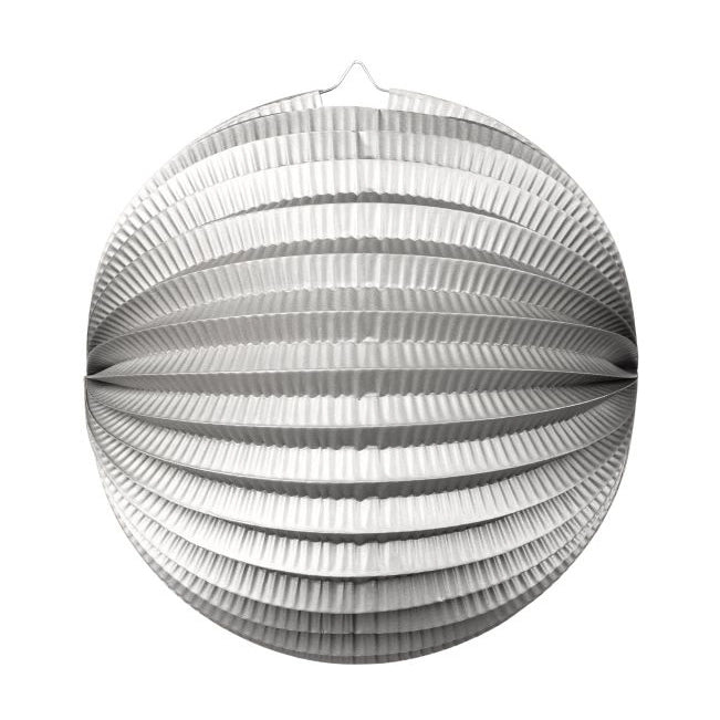 Papieren lampion rond 25cm Metallic zilver