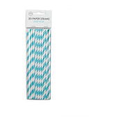 Papieren rietjes baby blauw/wit 20 stuks