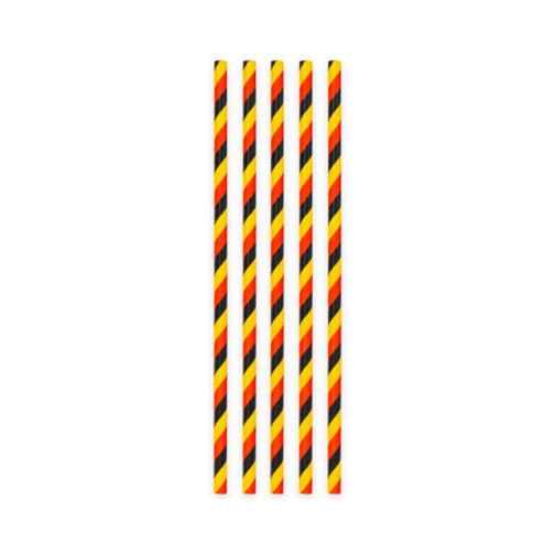 Papieren rietjes geel, zwart, rood 20 stuks