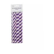 Papieren rietjes paars/wit 20 stuks