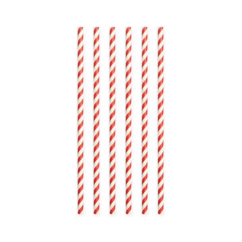Papieren rietjes rood, wit, 20 stuks