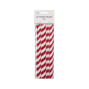Papieren rietjes rood, wit, 20 stuks