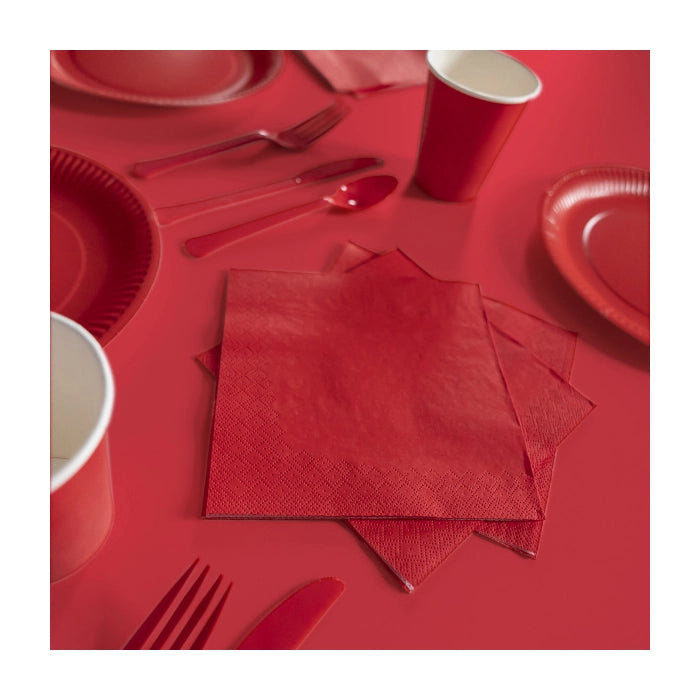 Papieren servetten rood 20 stuks 33x33cm
