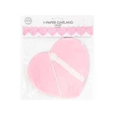 Papieren slinger Hartjes Roze - 6 meter