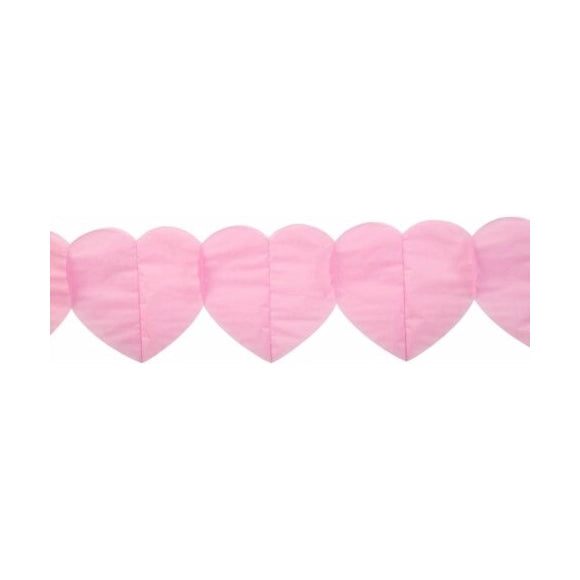 Papieren slinger Hartjes Roze - 6 meter