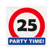 Papieren Verkeersbord servetten 25 jaar 33x33cm 16 stuks