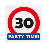 Papieren Verkeersbord servetten 30 jaar 33x33cm 16 stuks