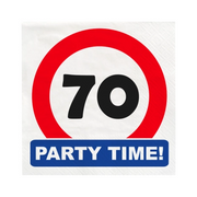 Papieren Verkeersbord servetten 70 jaar 33x33cm 16 stuks