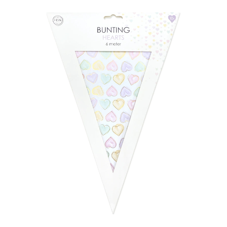 Papieren vlaggenlijn Watercolor Hearts 6m