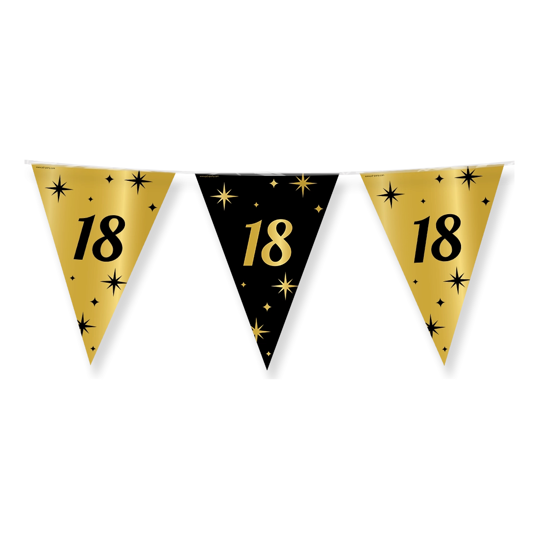 Party vlaggen 18 jaar Goud Zwart