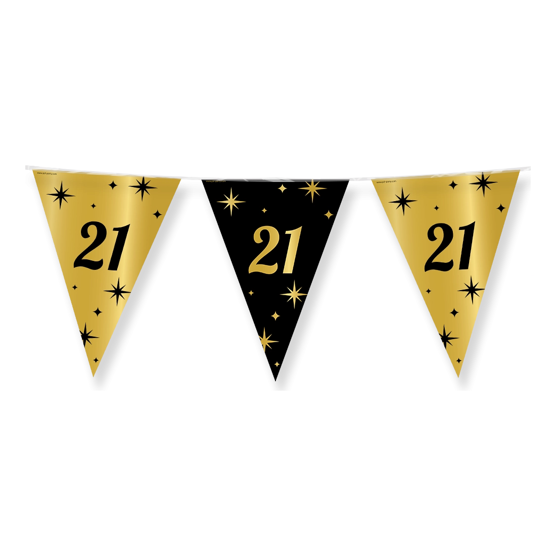 Party vlaggen 21 jaar Goud Zwart