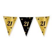Party vlaggen 21 jaar Goud Zwart
