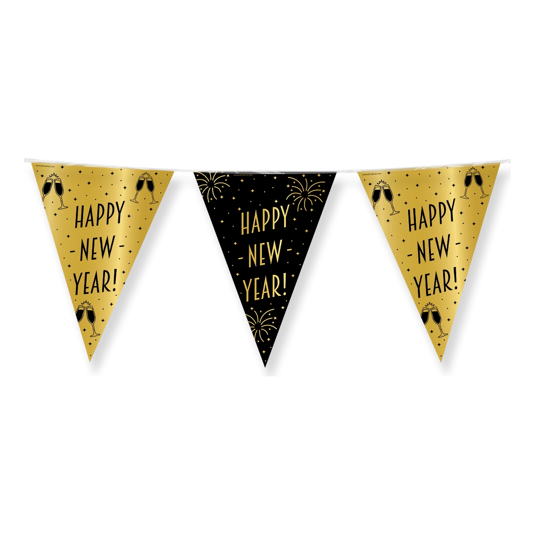 Party vlaggen -  Goud Zwart - Happy new Year