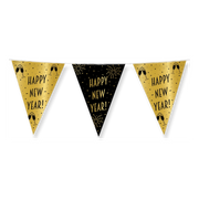 Party vlaggen -  Goud Zwart - Happy new Year